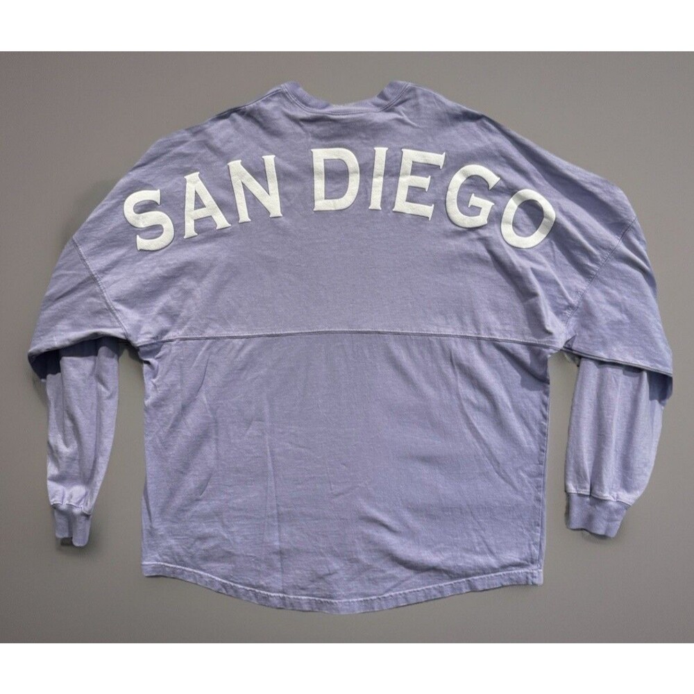 Spirit Jersey San Diego California Womens Shirt Sz L Oversize LS Lavender Purple